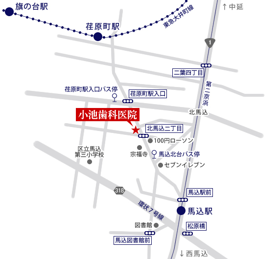 〒143-0021 東京都大田区北馬込2-4-3 小池歯科医院
